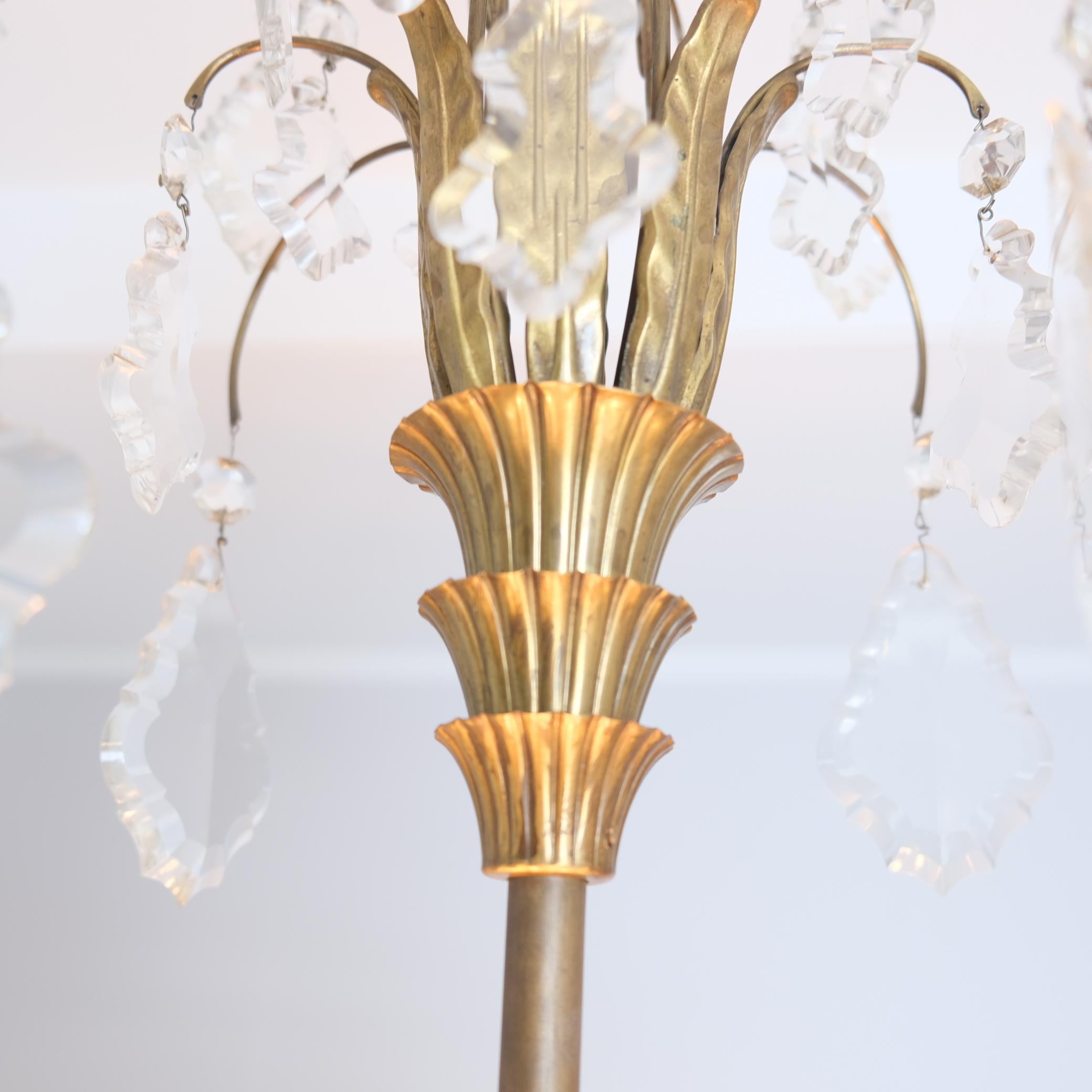 Sizable Paavo Tynell & Gunnel Nyman Chandelier in Brass & Art Glass, Taito 1930s For Sale 3