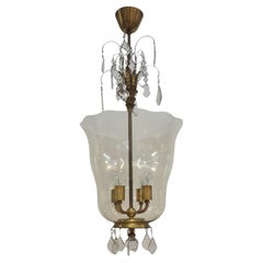 Sizable Paavo Tynell & Gunnel Nyman Chandelier in Brass & Art Glass, Taito 1930s