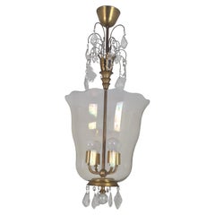 Grande lampadario in ottone e vetro artistico di Paavo Tynell e Gunnel Nyman, Taito 1930