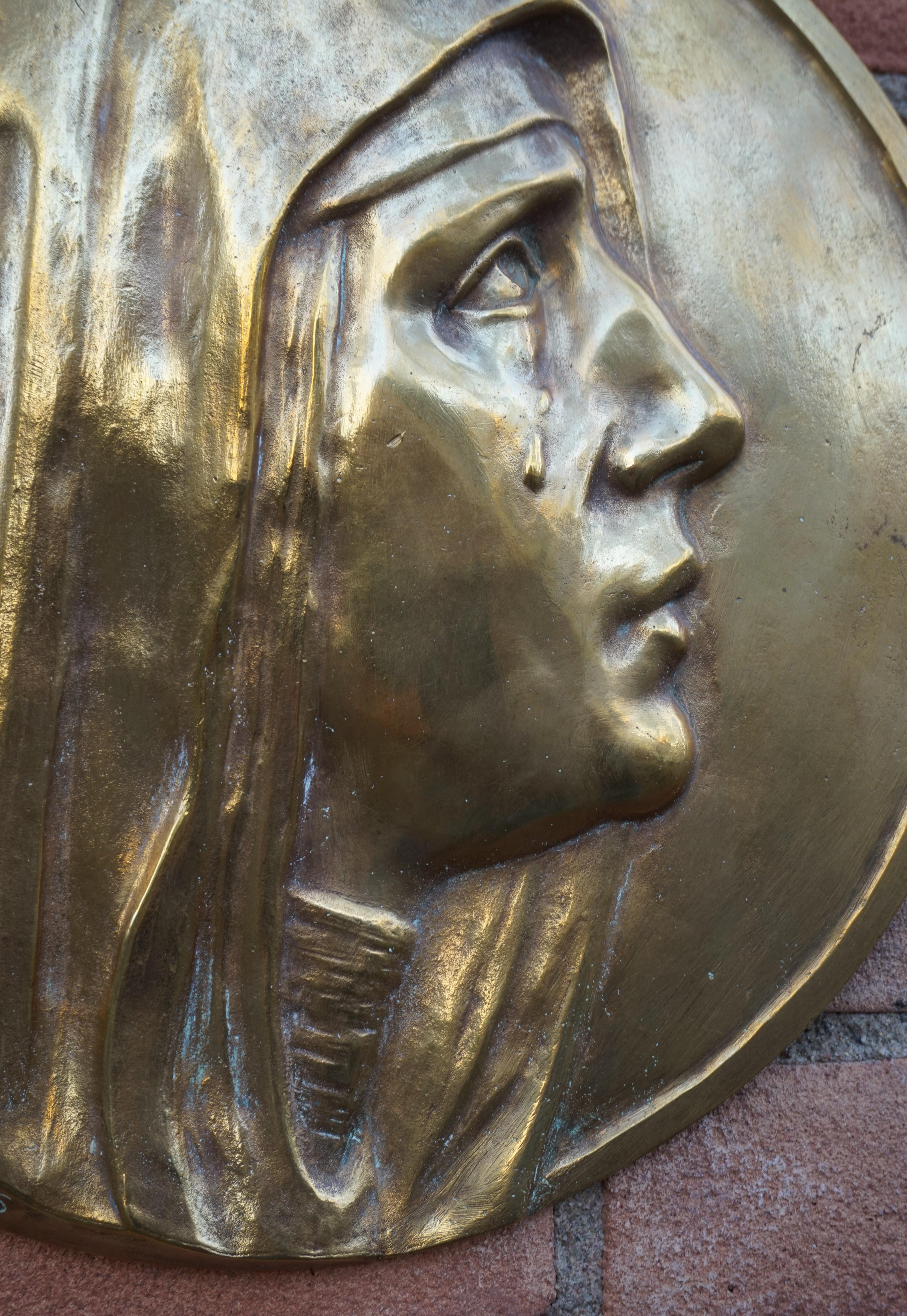 Großformatiges Paar Jesus & Mary Bronze-Wandtafeln-Skulpturen von Francis Corbeels im Angebot 8