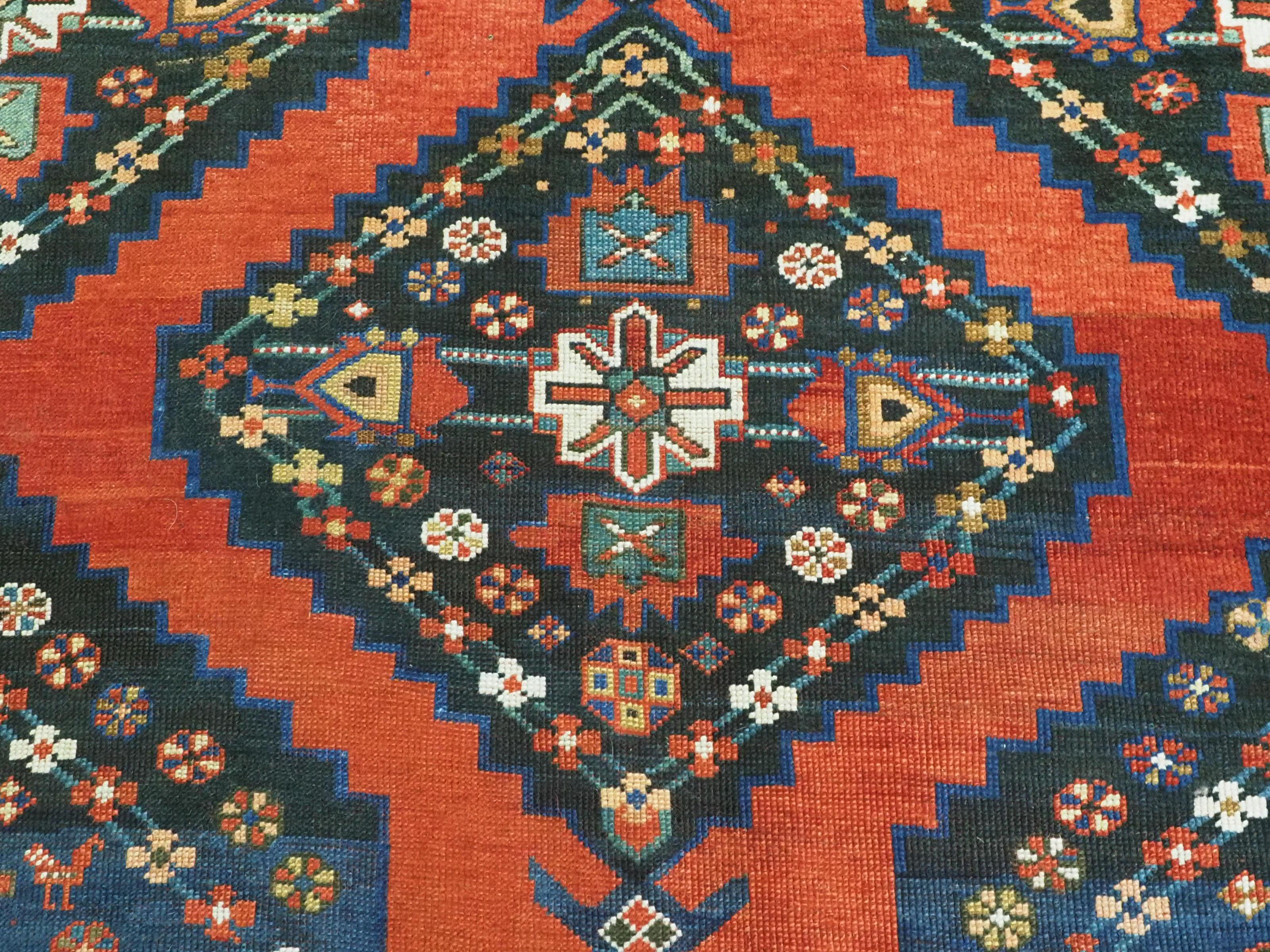 Size: 10ft 7in x 6ft 0in (323 x 183cm).  Antique South Caucasian Karabagh Kazak  For Sale 5