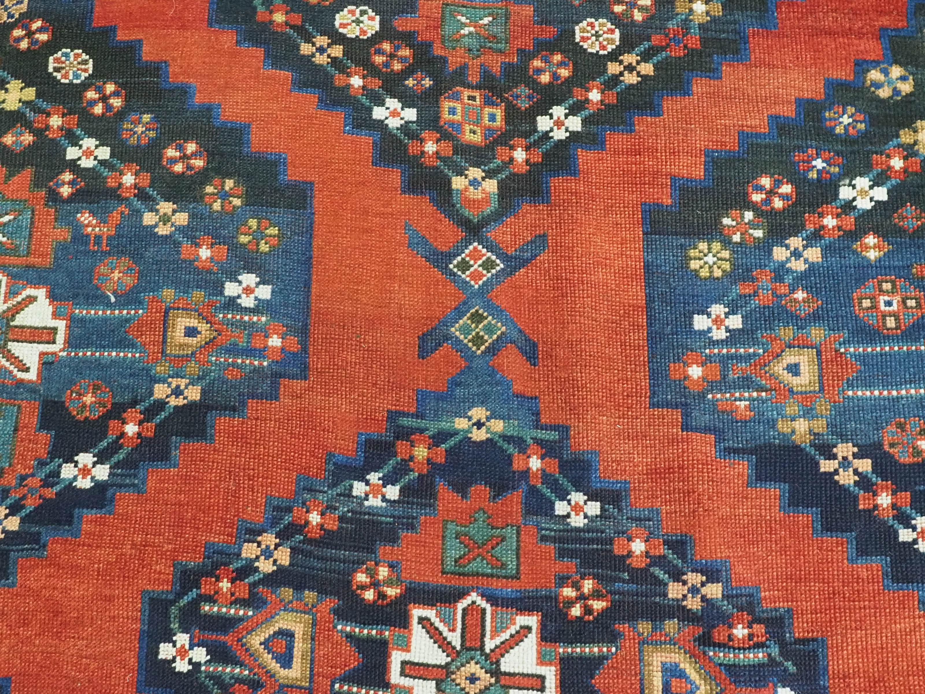 Size: 10ft 7in x 6ft 0in (323 x 183cm).  Antique South Caucasian Karabagh Kazak  For Sale 6