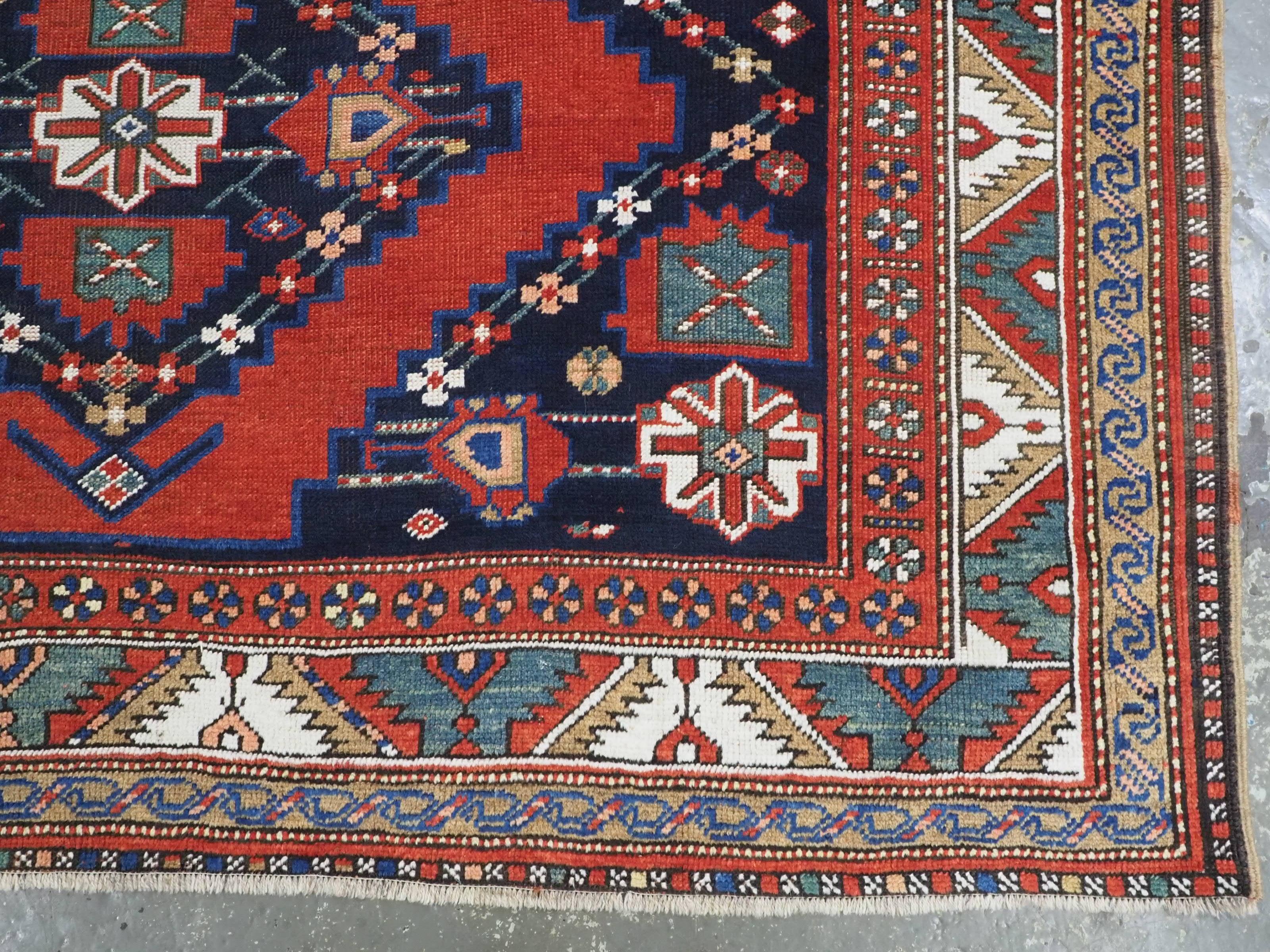 Size: 10ft 7in x 6ft 0in (323 x 183cm).  Antique South Caucasian Karabagh Kazak  For Sale 9