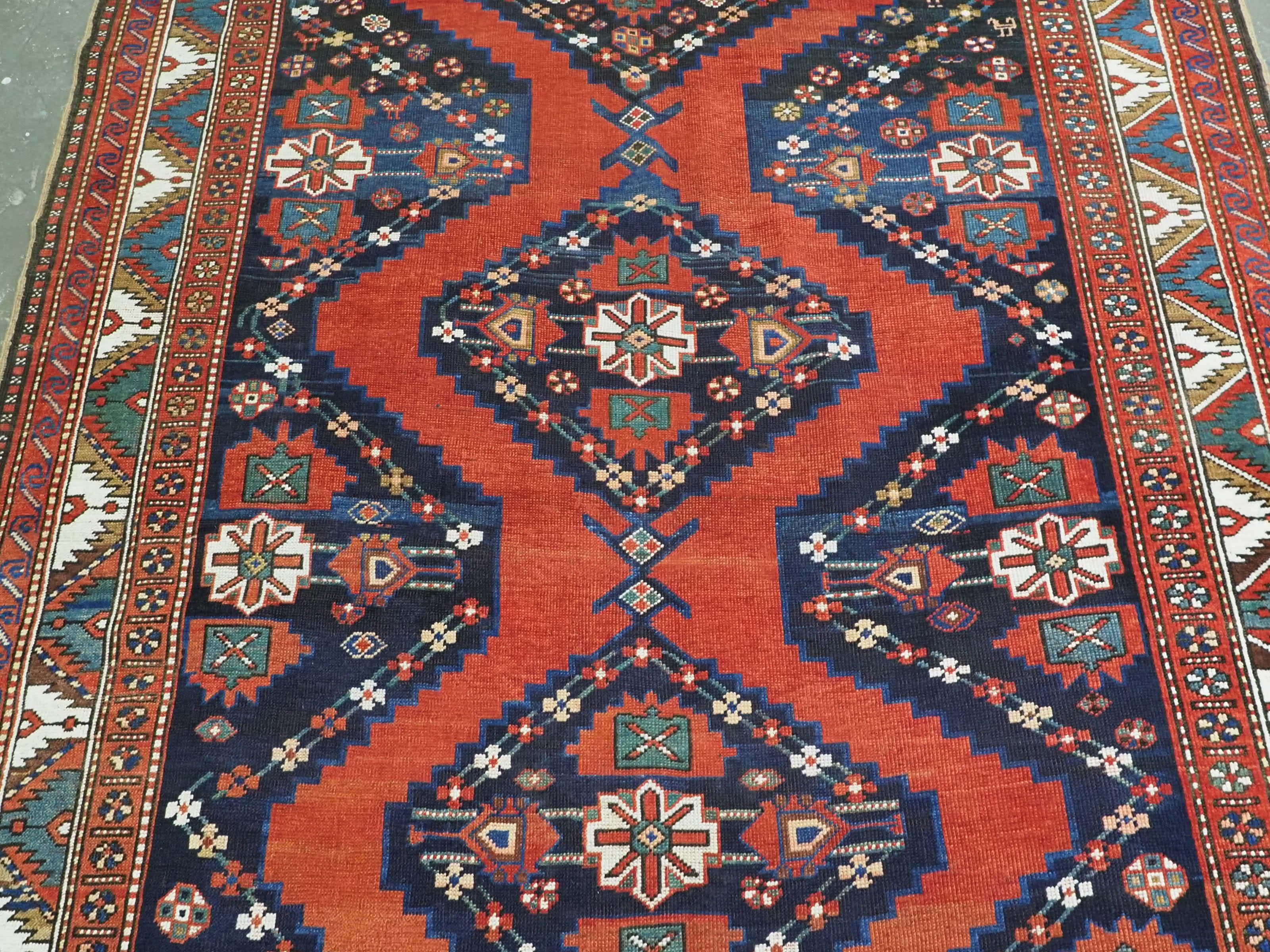 Early 20th Century Size: 10ft 7in x 6ft 0in (323 x 183cm).  Antique South Caucasian Karabagh Kazak  For Sale