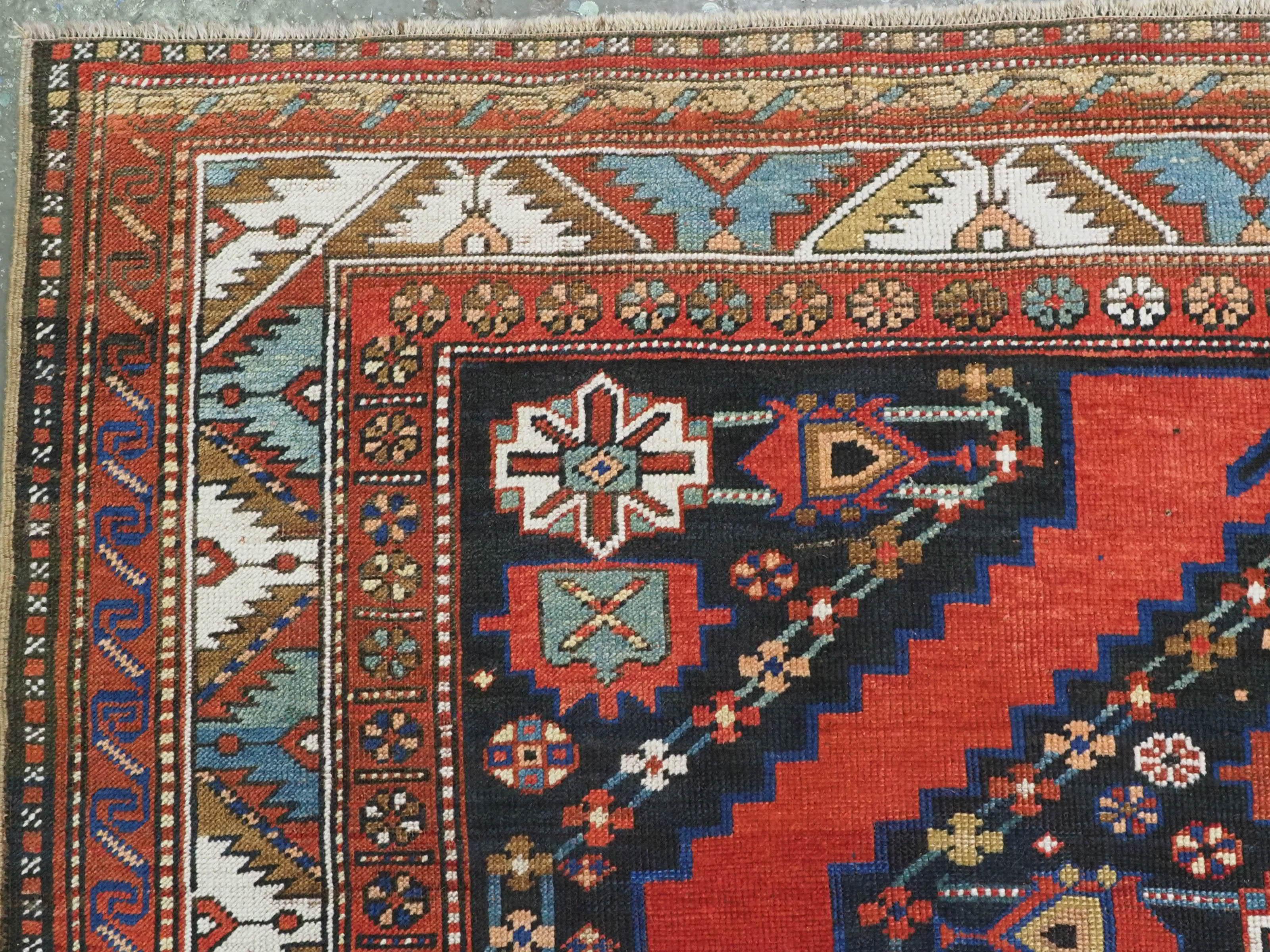Size: 10ft 7in x 6ft 0in (323 x 183cm).  Antique South Caucasian Karabagh Kazak  For Sale 2