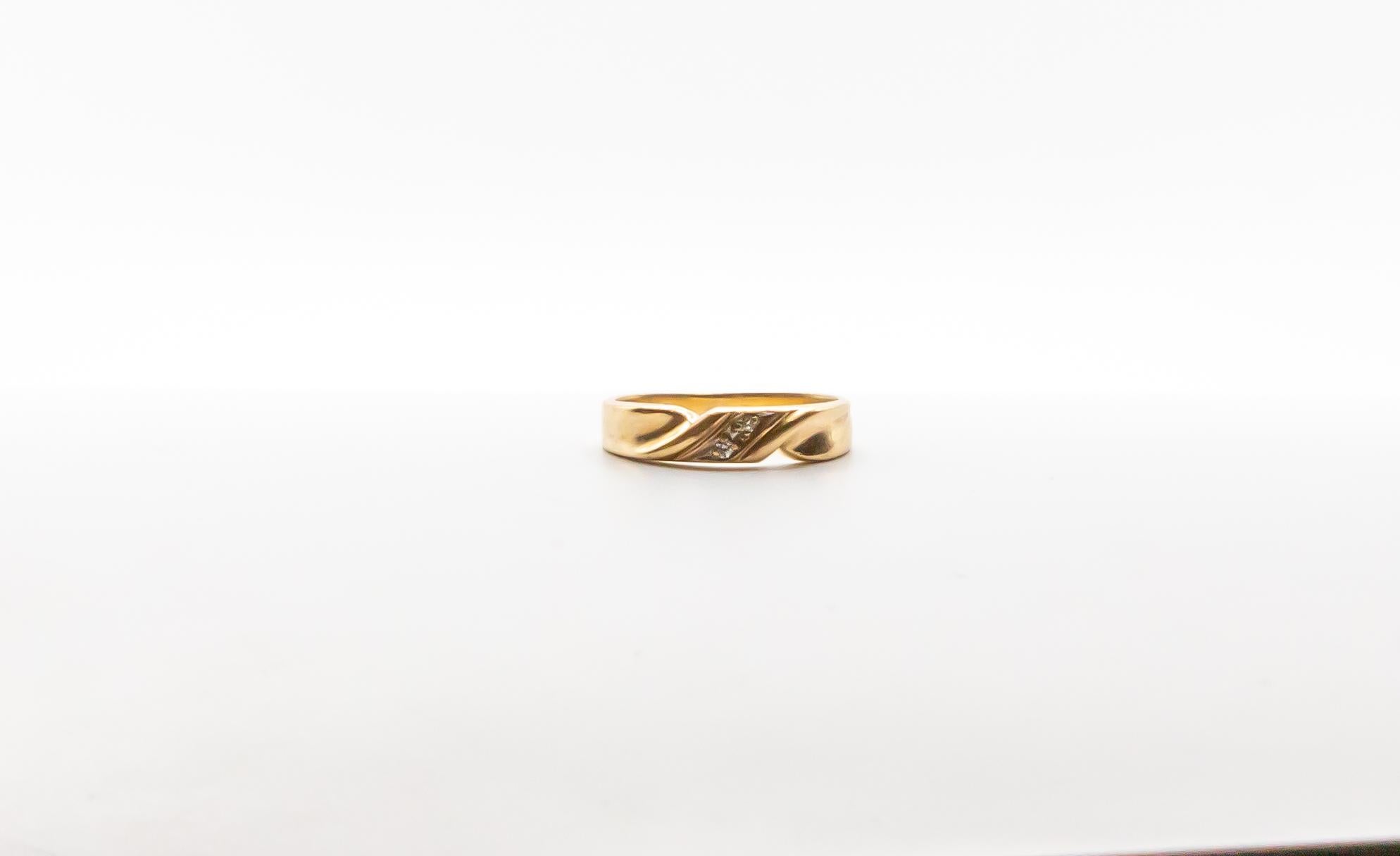 Art déco Bague ancienne en or jaune 14K avec diamants - Taille 5 Bijoux de femme en vente