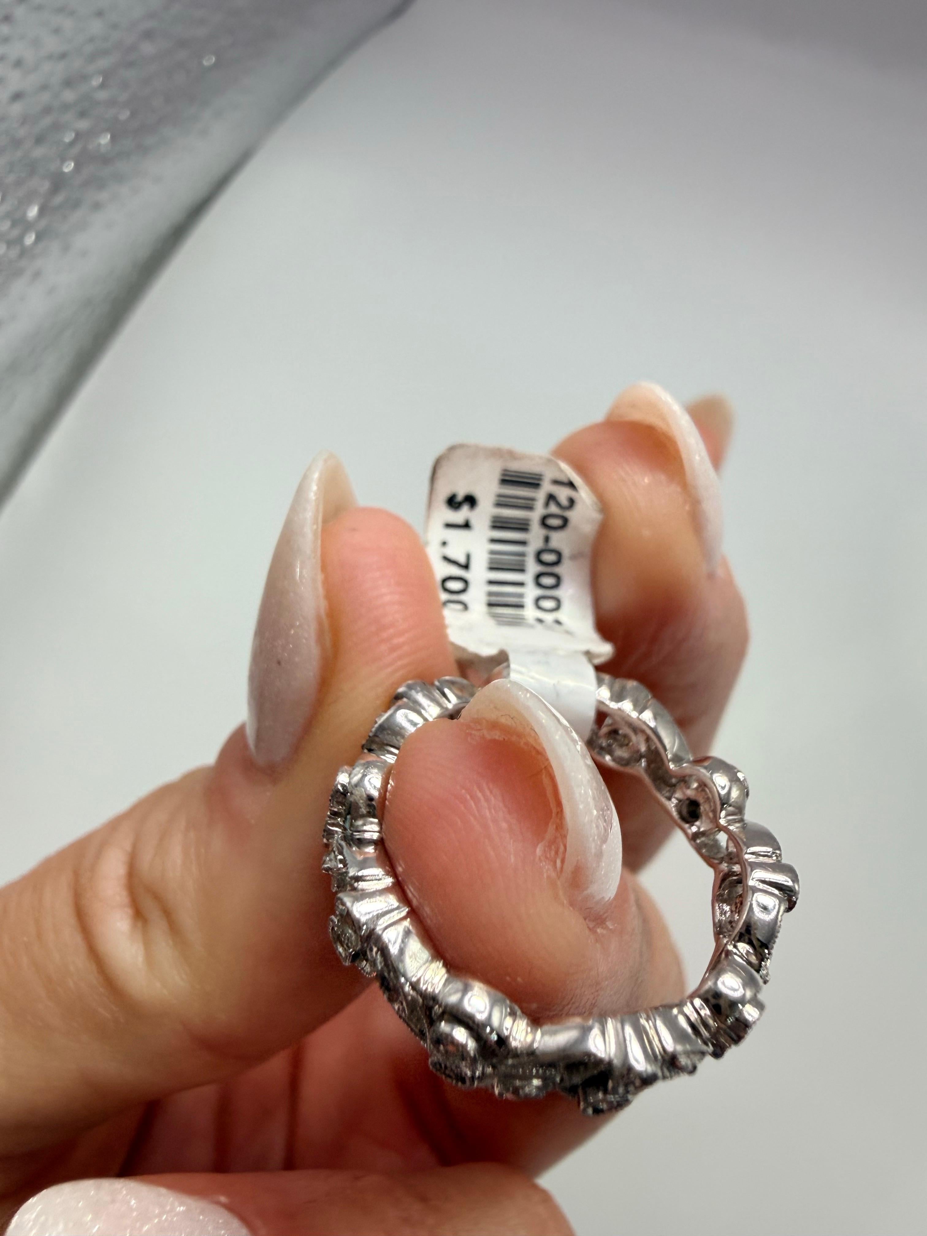 Fascia nuziale dell'eternità misura 5 Anello con diamante in oro 14KT 0,18ct in vendita 2