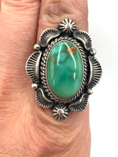 Size 7.5 Sterling Silver Ring with Royston Turquoise by Randy Boyd