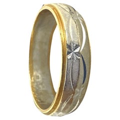 Size: 8  14K White Gold With Yellow GoLd Accent Antique Ring For Men