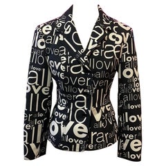 Größe 8 Moschino Jeans Schwarz-Weißer Allover-Blazer