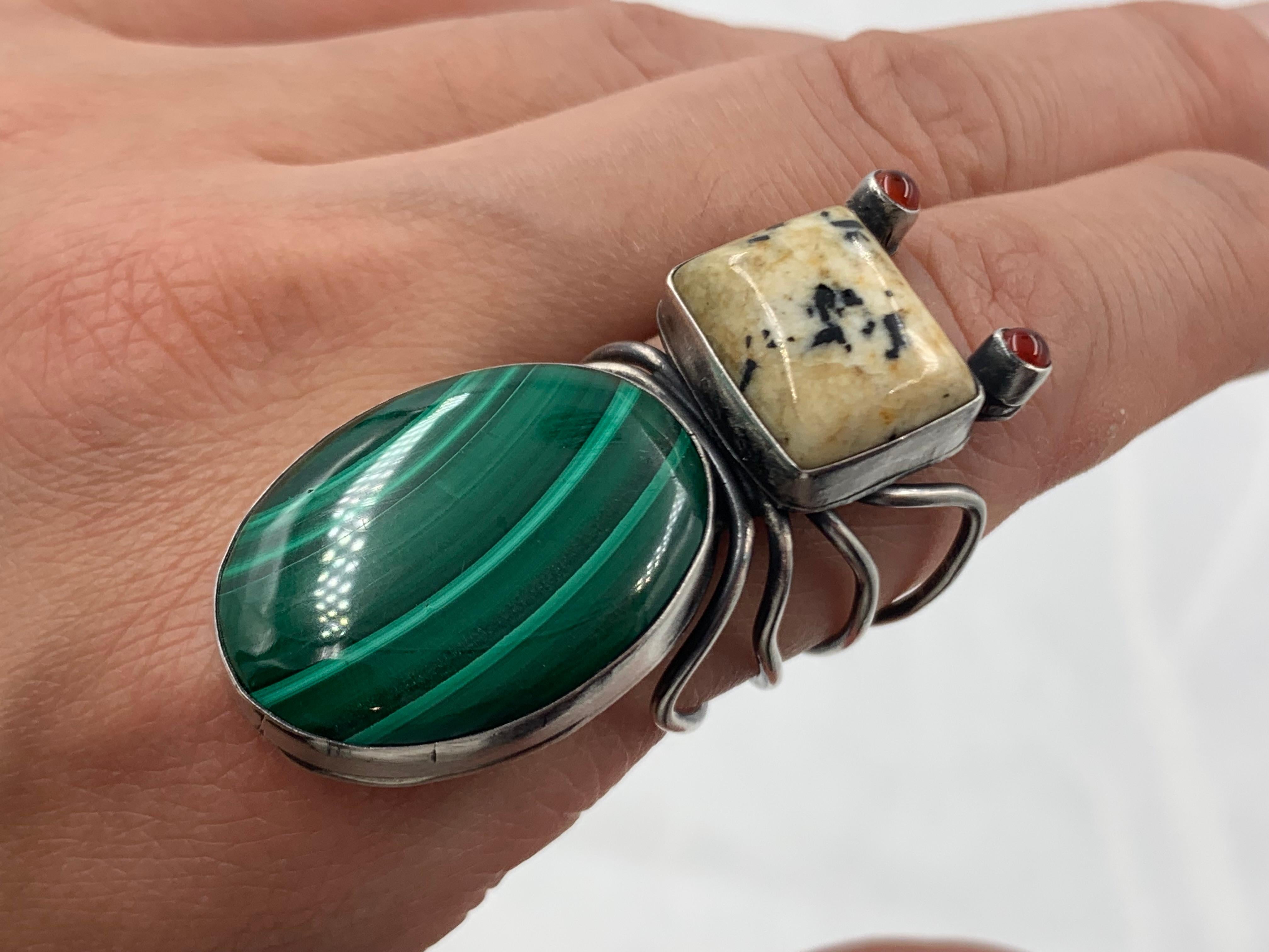 Größe 8 Insektenring mit mehreren Steinen von Herbert Ration (Indigene Kunst (Nord-/Südamerika)) im Angebot