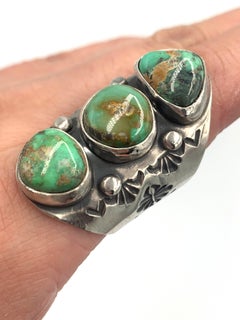 Size 9 Sterling Silver Ring with Sonoran Gold Turquoise by Randy Boyd