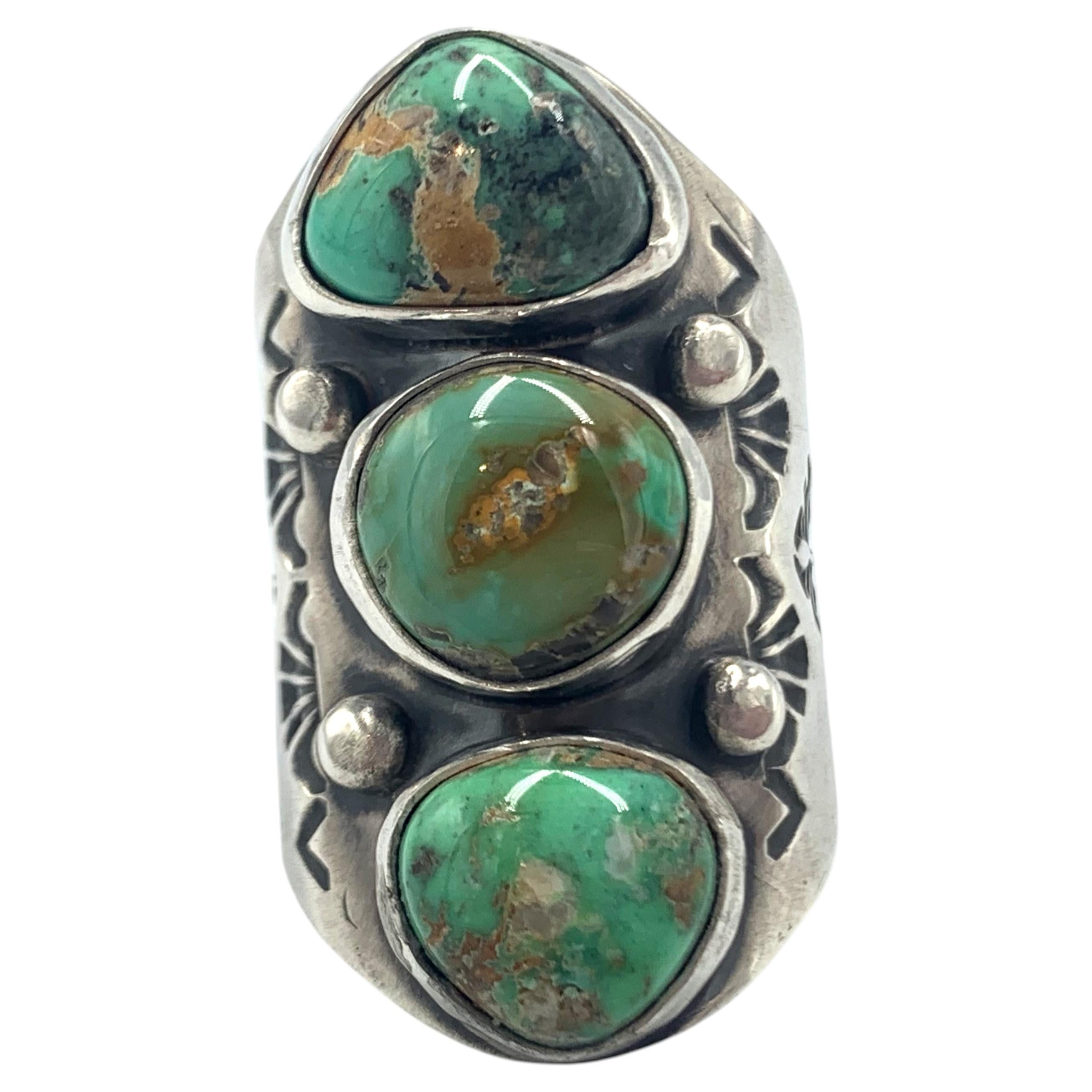 Bague en argent de taille 9 avec turquoise Sonoran Gold par Randy Boyd en vente