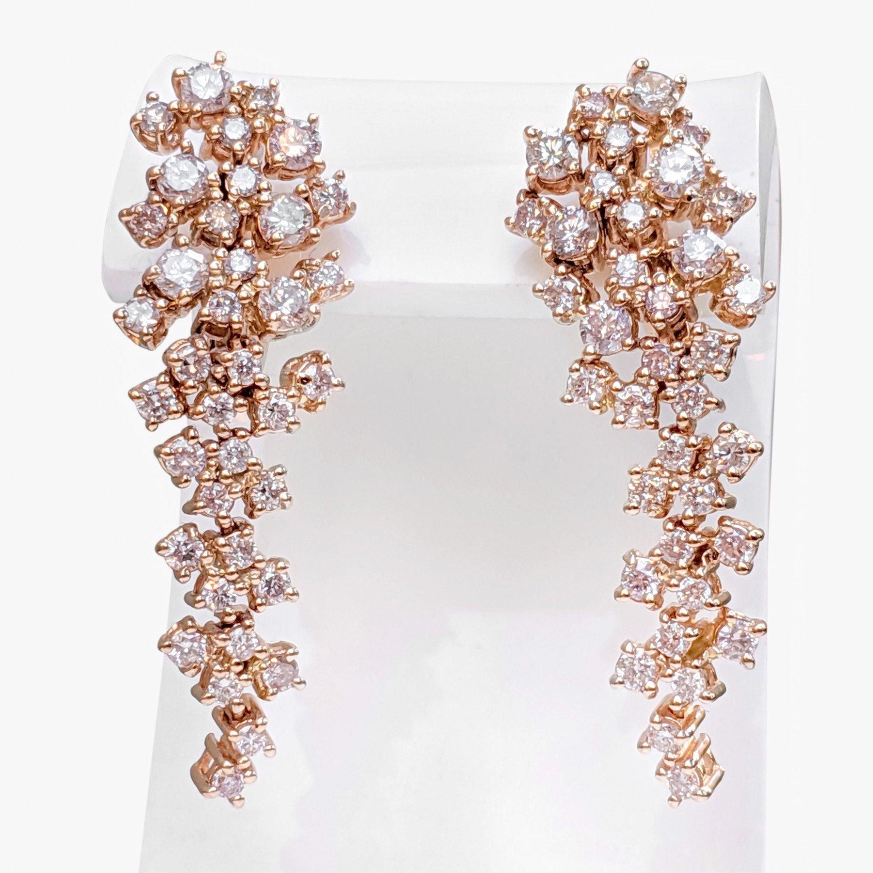 Round Cut SIZE! NO RESERVE! 1.50cttw Fancy Pink Diamonds - 14 kt. Rose gold - Earrings For Sale