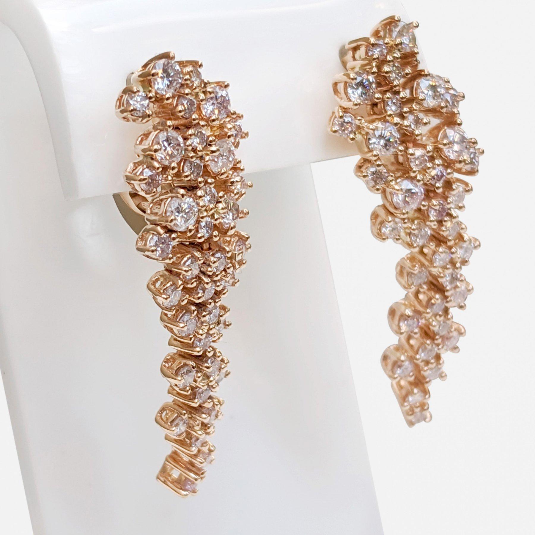 Women's SIZE! NO RESERVE! 1.50cttw Fancy Pink Diamonds - 14 kt. Rose gold - Earrings For Sale