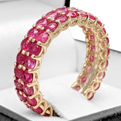 $1 NO RESERVE! 5.91 Carat Ruby Double Eternity Band - 14K Yellow Gold