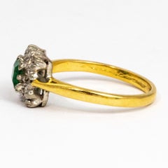 Vintage Emerald and Diamond 9 Carat Cluster Ring
