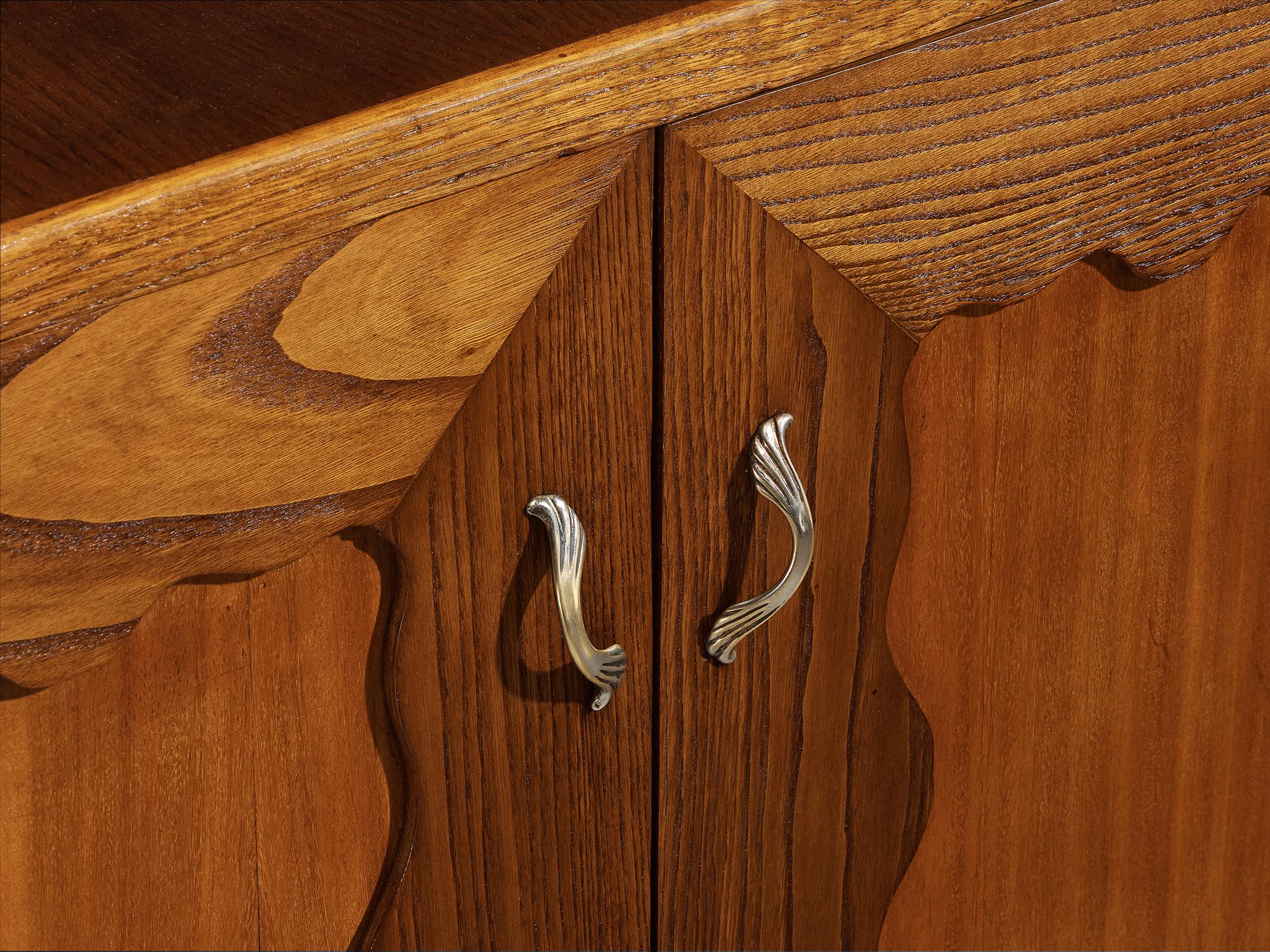 Aparador Art Decó italiano de madera de gran tamaño 270 cm/106 pulg. de ancho Castaño en venta