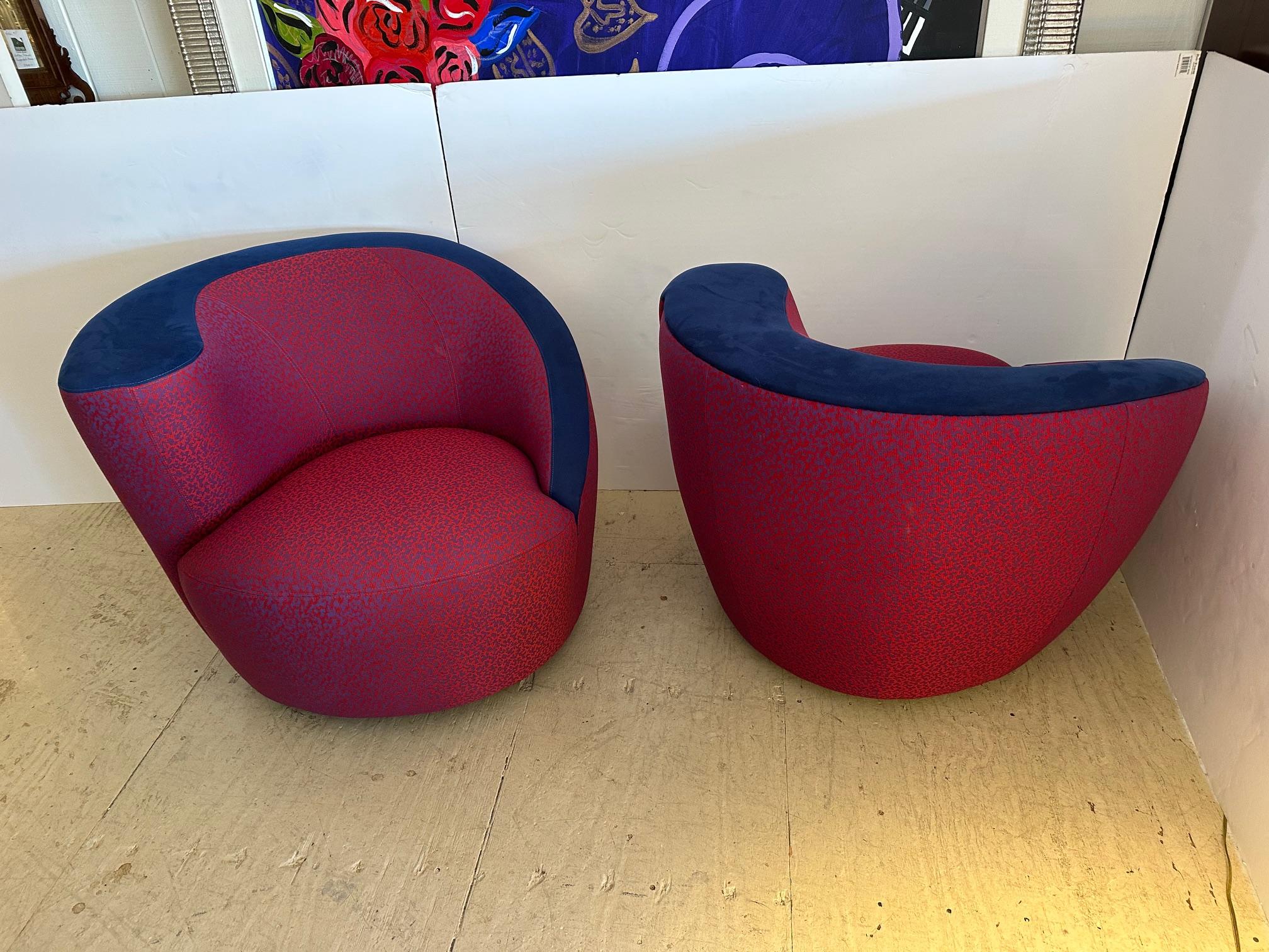 Sizzling Hot Nautilus Upholstered Swivel Club Chairs For Sale 5