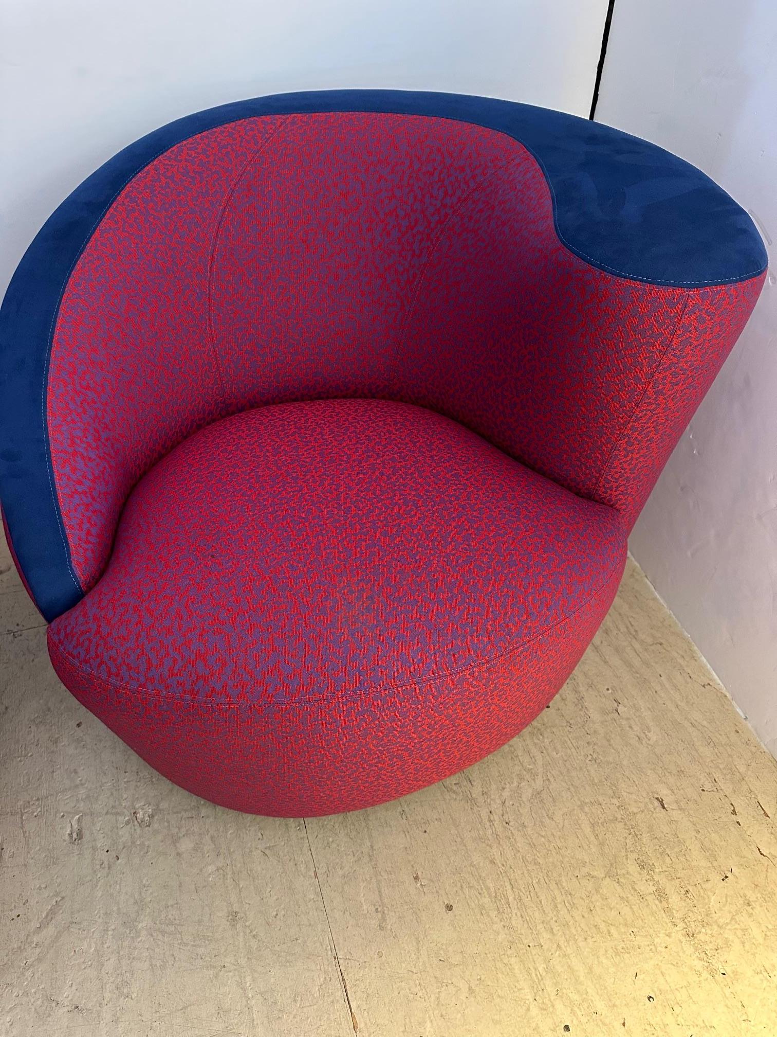 Modern Sizzling Hot Nautilus Upholstered Swivel Club Chairs For Sale
