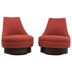 Sizzling Hot Pair of Adrian Pearsall Swivel Lounge Club Chairs