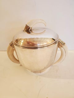 Mid-Century Modern Silberblech und Horn-Eiskübel, Sizzlingly Chic