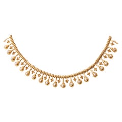 18 Karat Yellow Gold Antique Drop Pearl Necklace