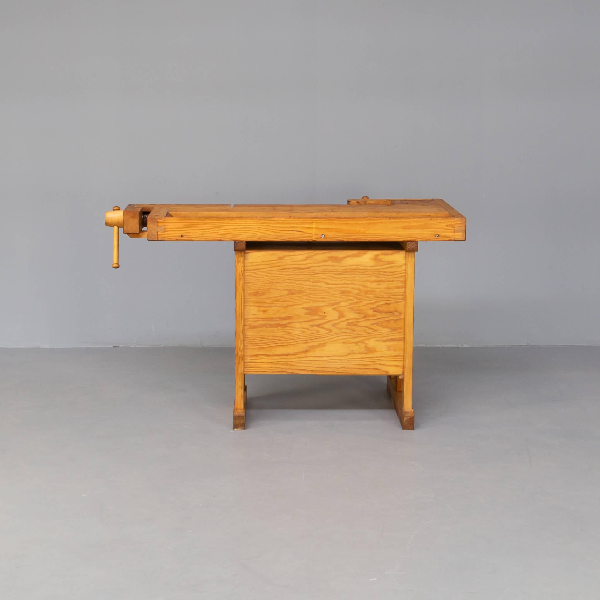 Mid-Century Modern Sjoberg Wooden Workbench with Drawers and 1 Door Cabinet For Sale