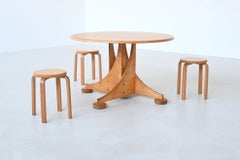 Sjoerd Soeters sculptural dining table in birch Lundia The Netherlands 1980
