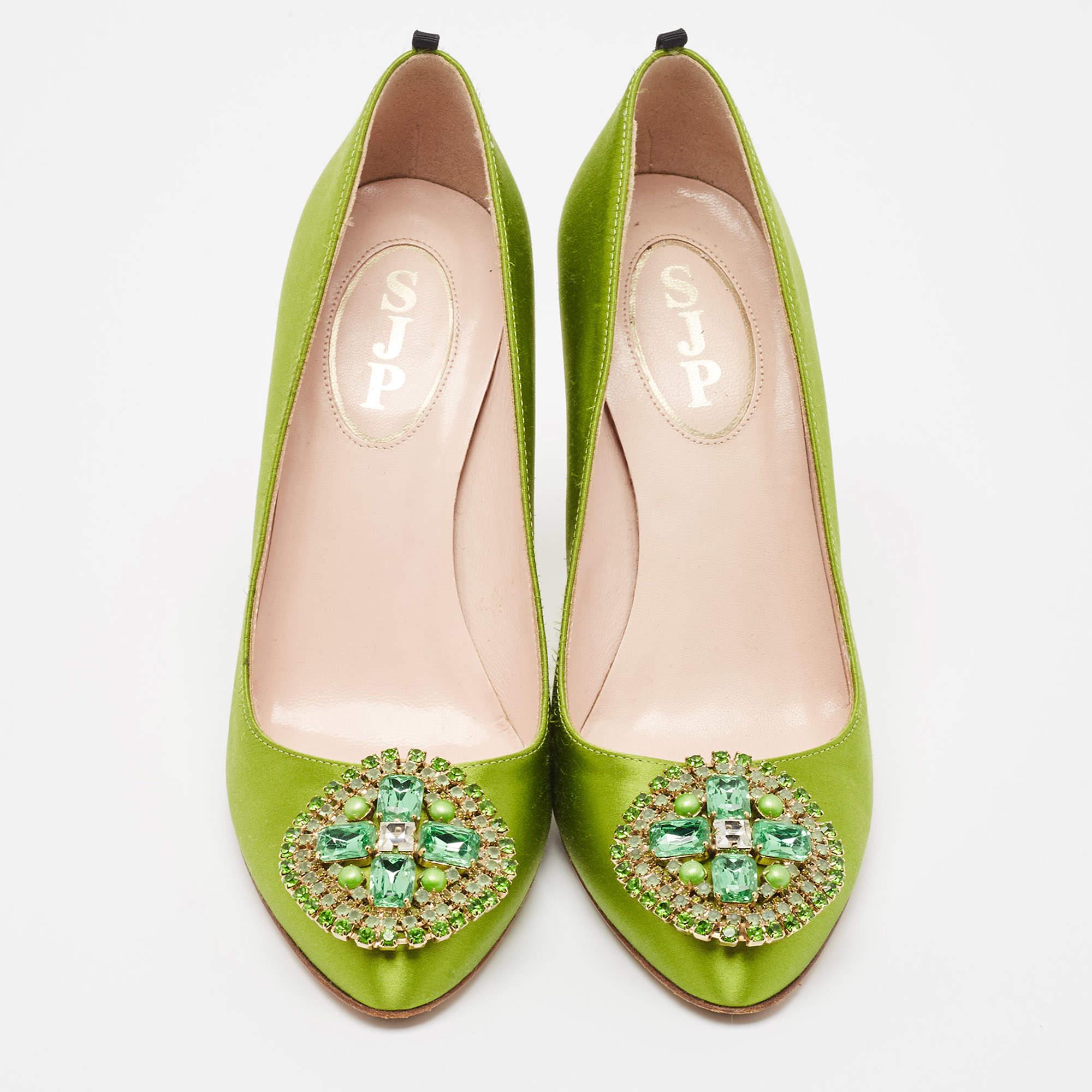 Marrone SJP Sarah Jessica Parker Greene & Greene Greene & Greene Pumps con cristalli, taglia 37 in vendita