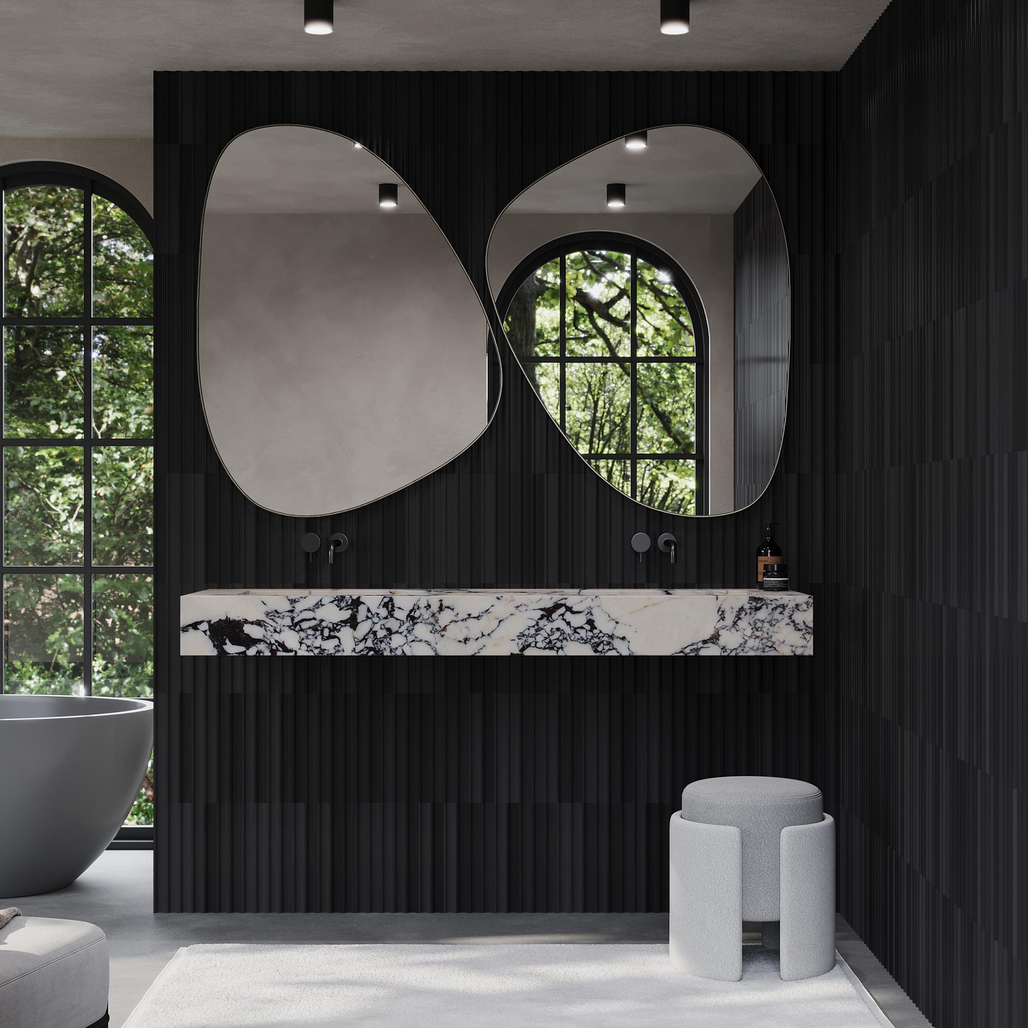Contemporary Skadi - Double Marble Basin - Calacatta Viola For Sale