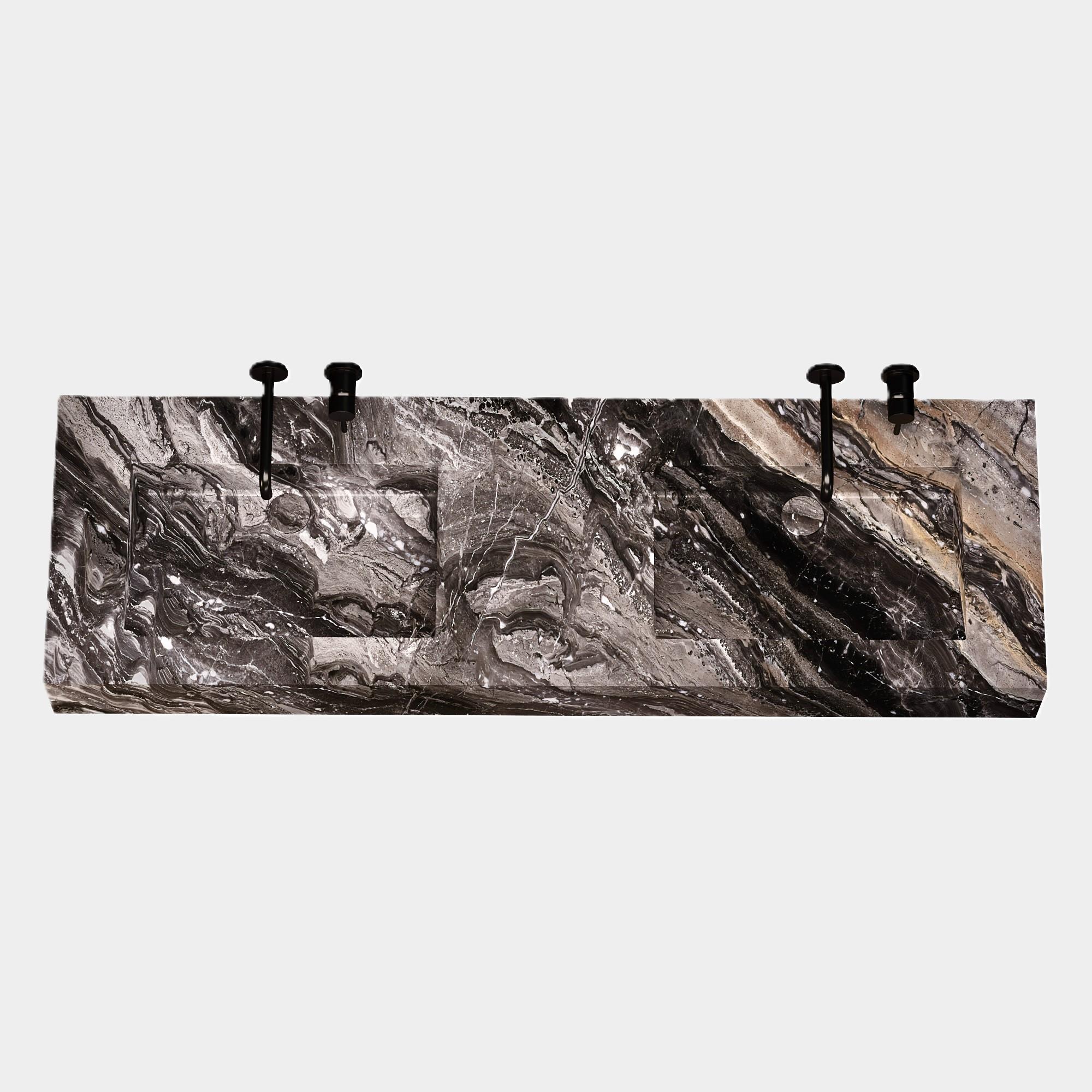 Skadi - Double Marmor Basin - Grau Galaxy (Handgefertigt) im Angebot