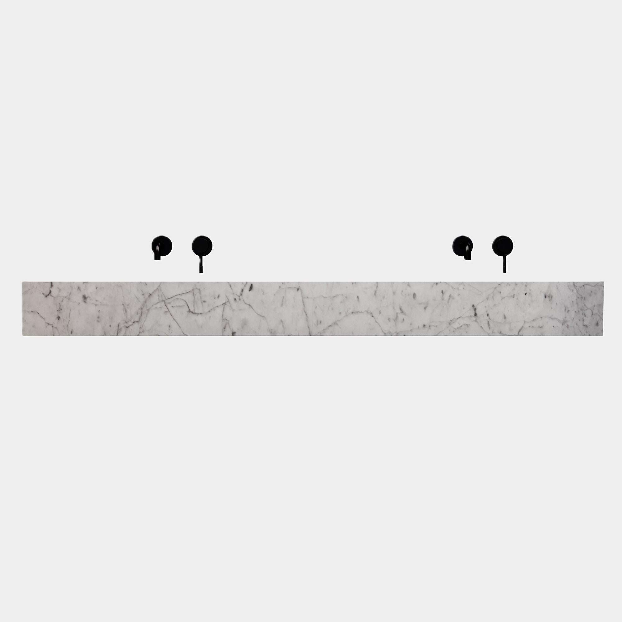 Portuguese Skadi - Double Marble Basin - White Carrara For Sale