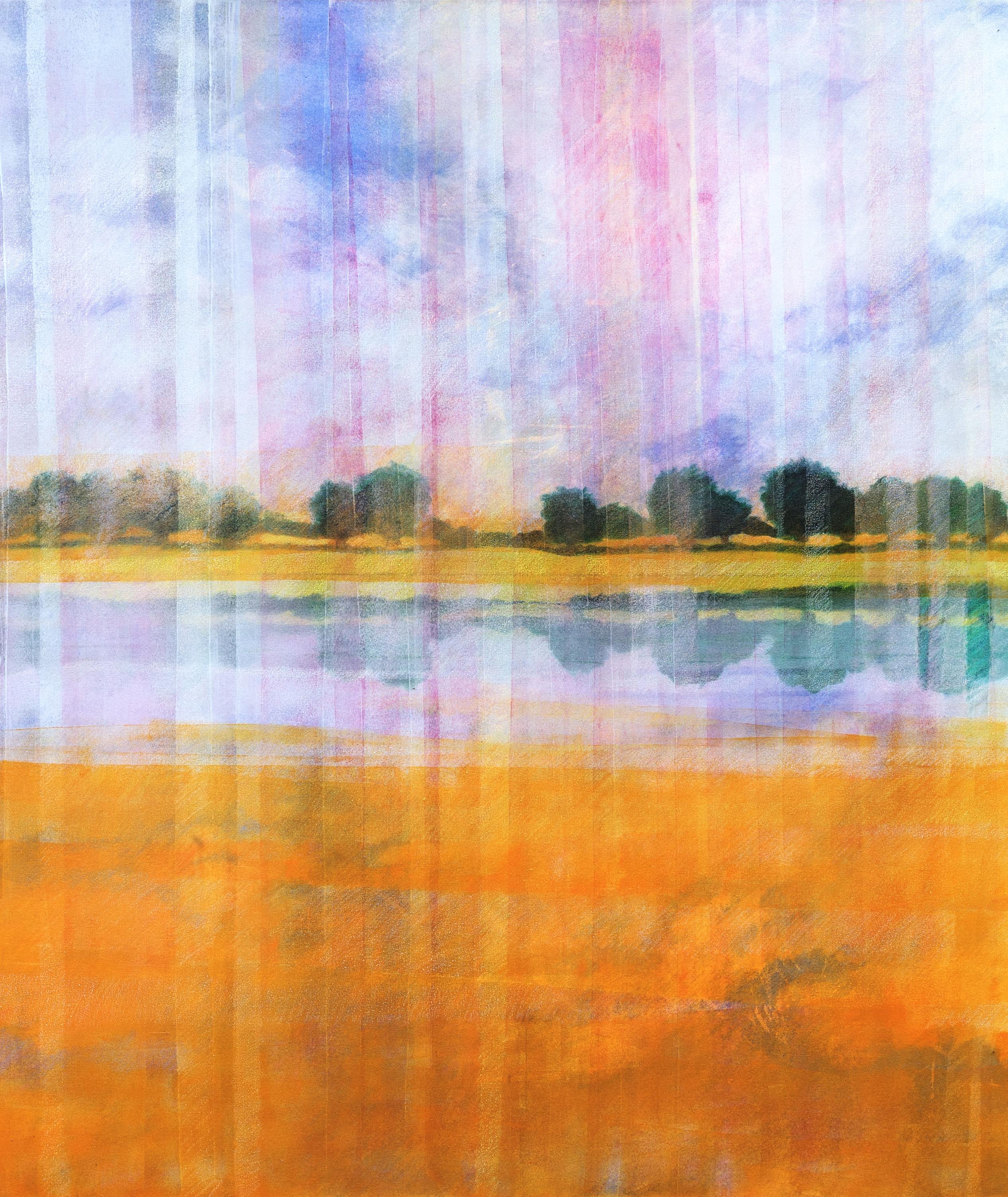 Baya Naranja Azul - por Skadi Engeln  Paisaje abstracto contemporáneo en venta 3