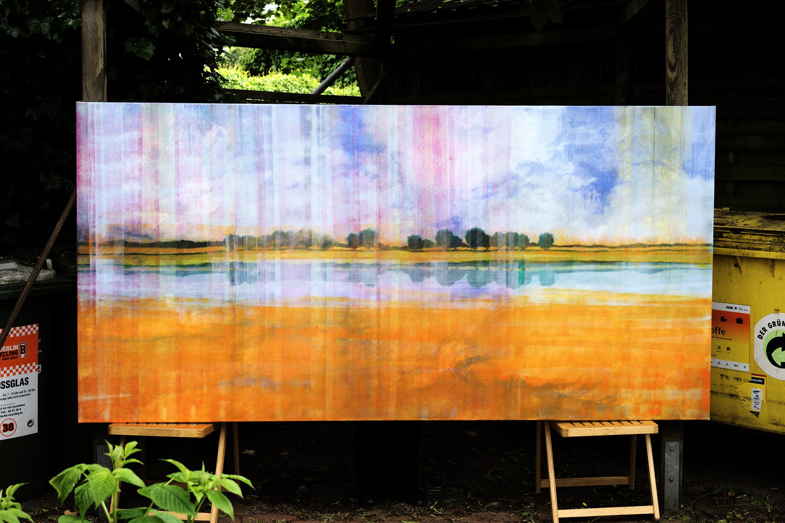 Baya Naranja Azul - por Skadi Engeln  Paisaje abstracto contemporáneo en venta 4