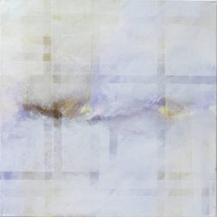 Minimalist Abstract Aesthetic White Painting  - Clouds interwoven with purple