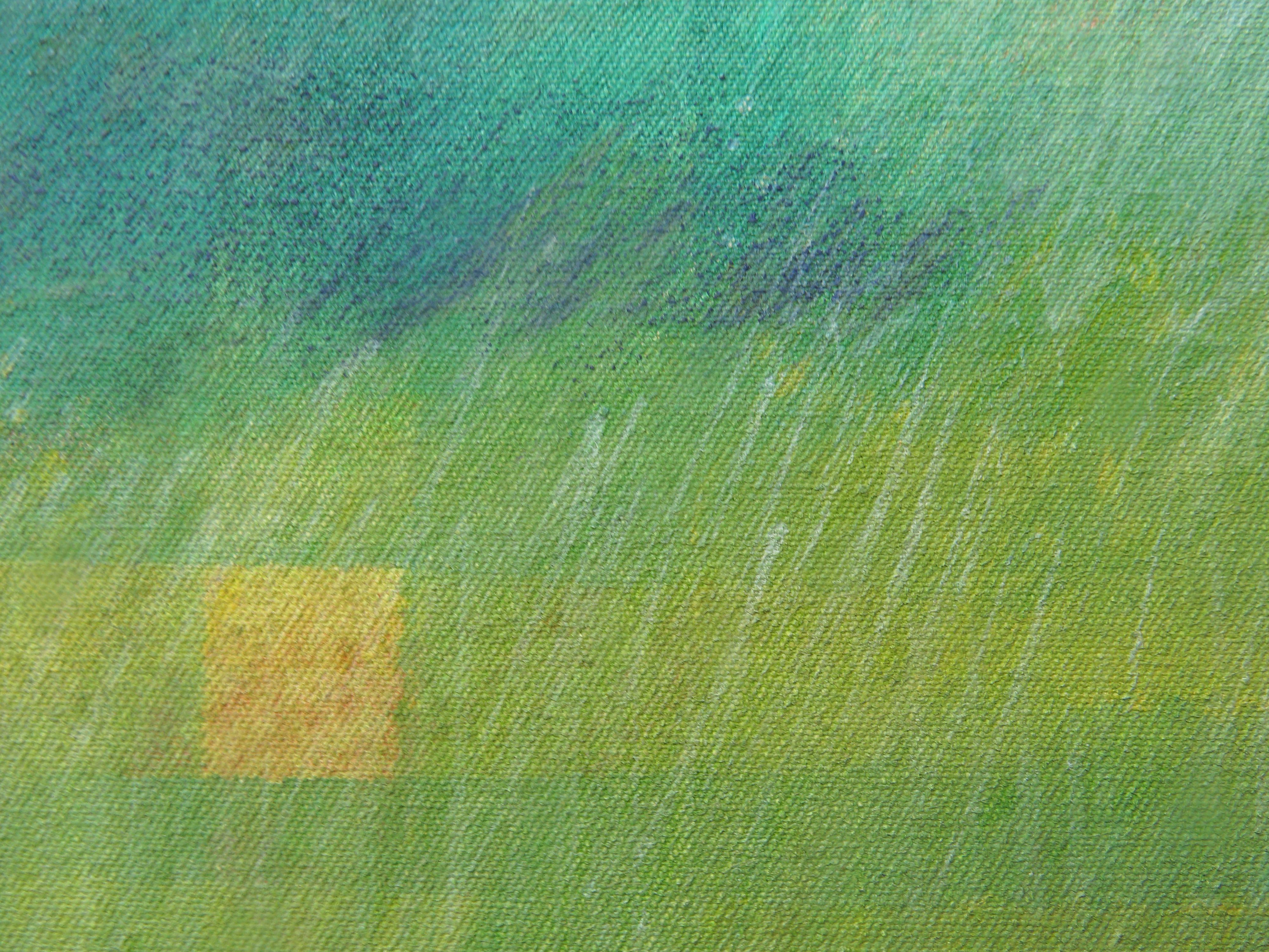 Grünes land am Fluss di Skadi Engeln  Pittura astratta contemporanea di paesaggio in vendita 9