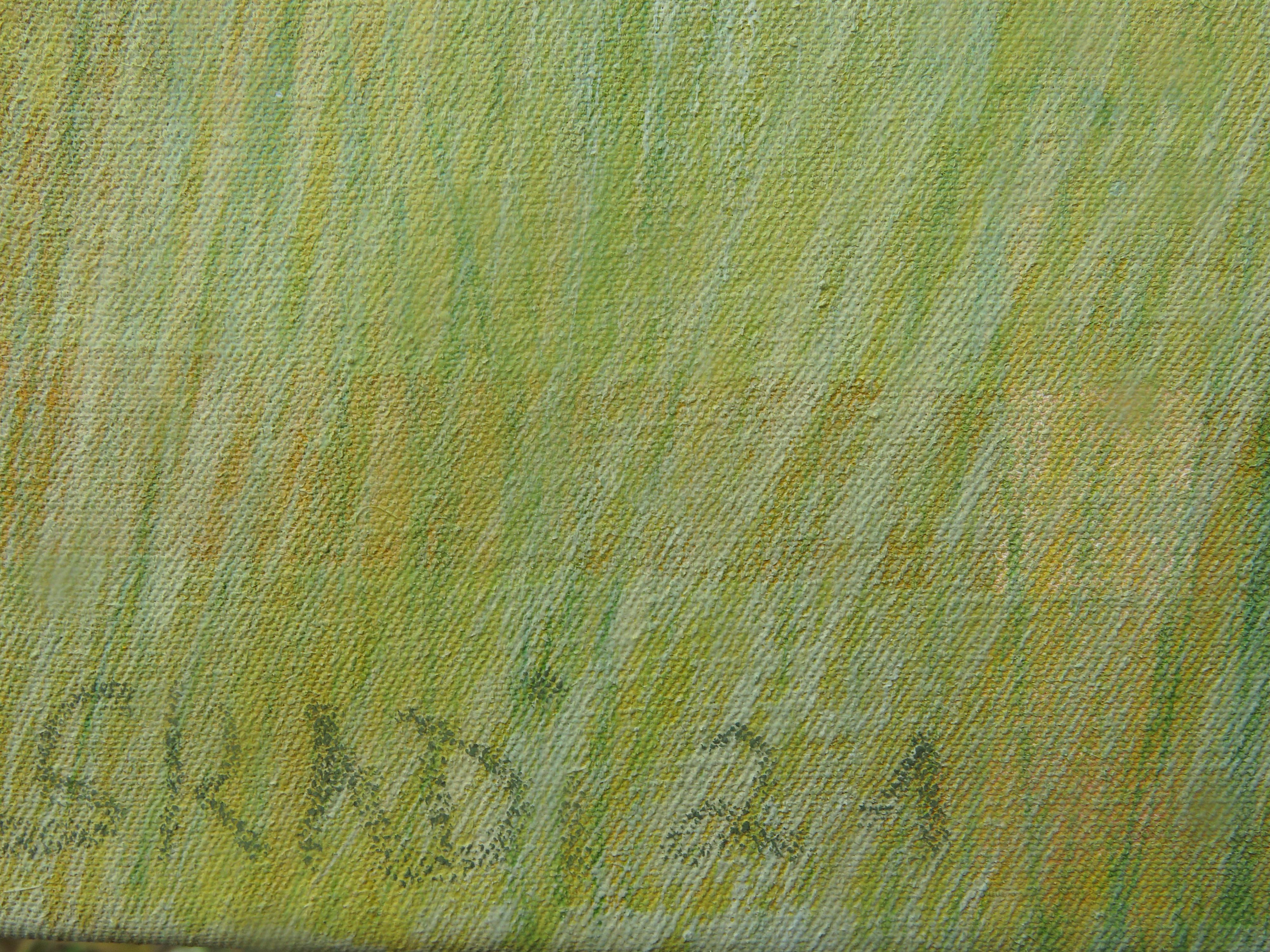 Grünes land am Fluss di Skadi Engeln  Pittura astratta contemporanea di paesaggio in vendita 3