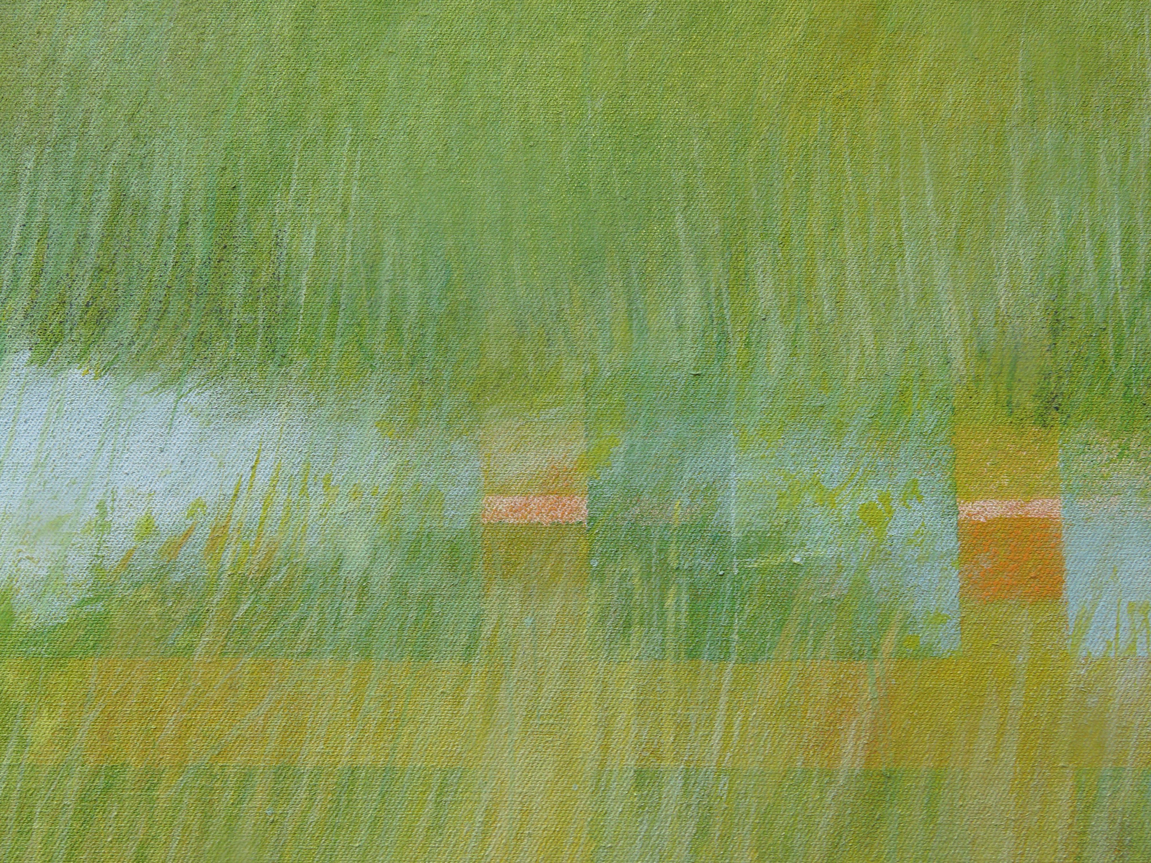 Grünes land am Fluss di Skadi Engeln  Pittura astratta contemporanea di paesaggio in vendita 7