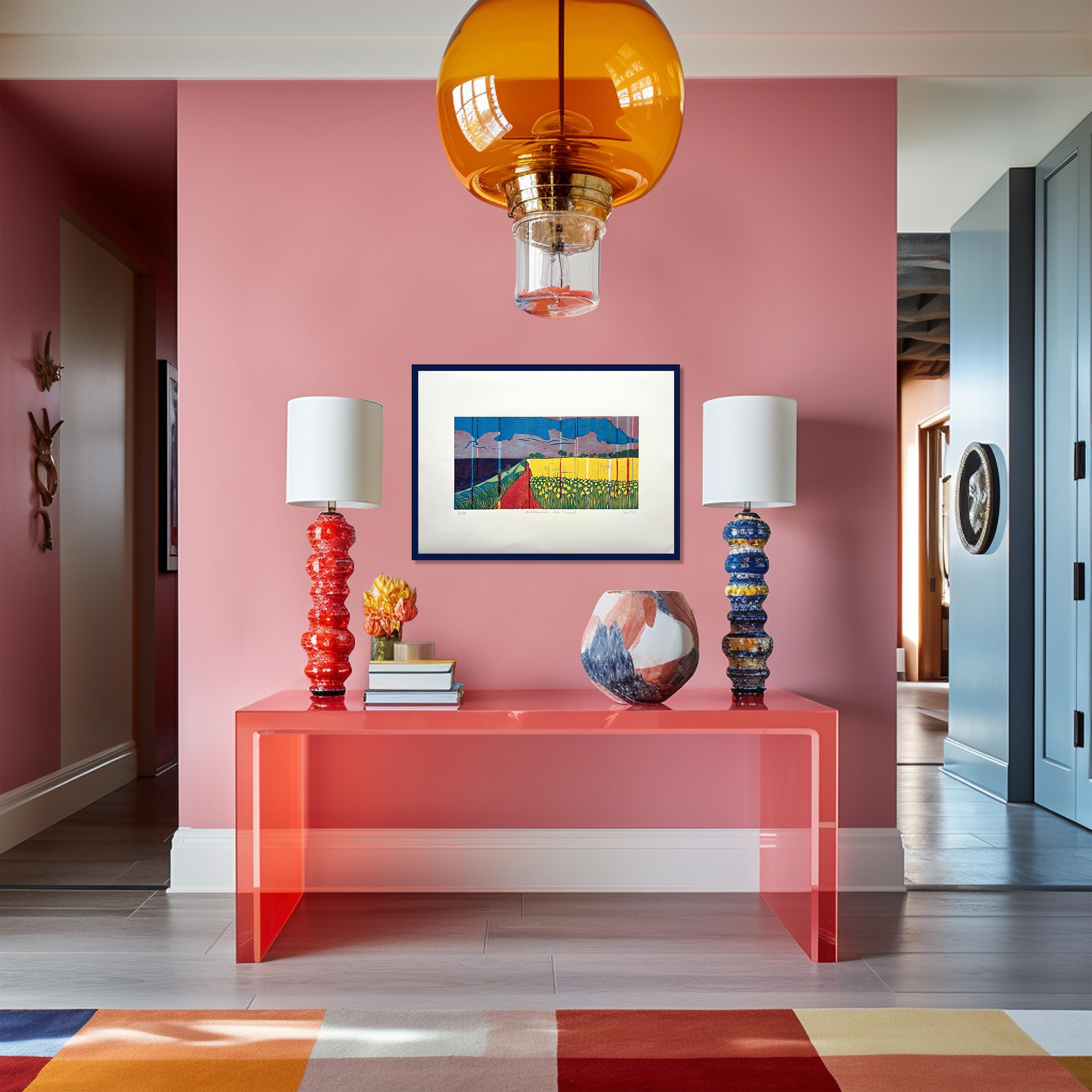 Ostermade - Rosa Himmel, 1/10 - por Skadi Engeln Impresión abstracta contemporánea en madera en venta 2