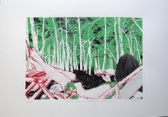 Escena de la Naturaleza Arte Lectura viajeros en los bosques de Antalya Serigrafía Figurativa