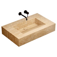 Basine en marbre beige travertin Skadi - Moyen