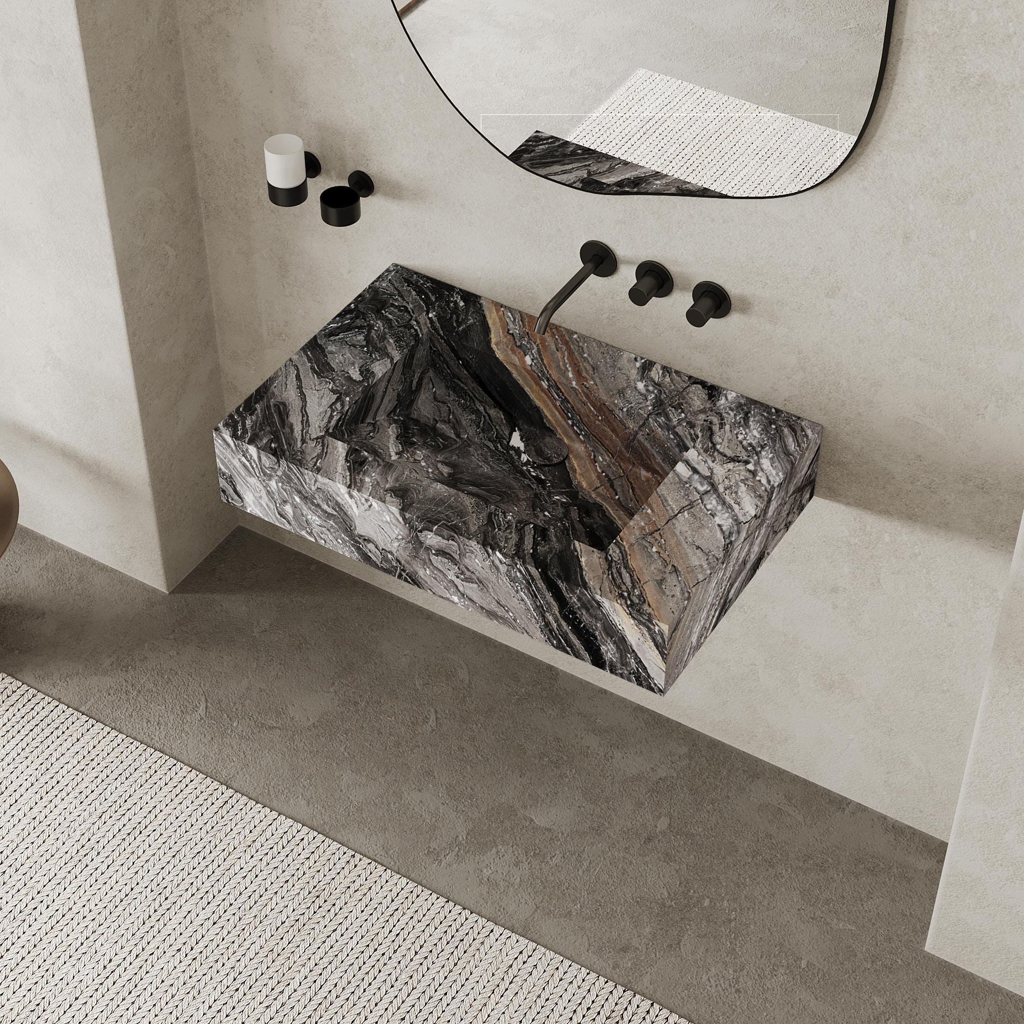 Scandinavian Modern Skadi - Marble Basin - Grey Galaxy - Medium For Sale