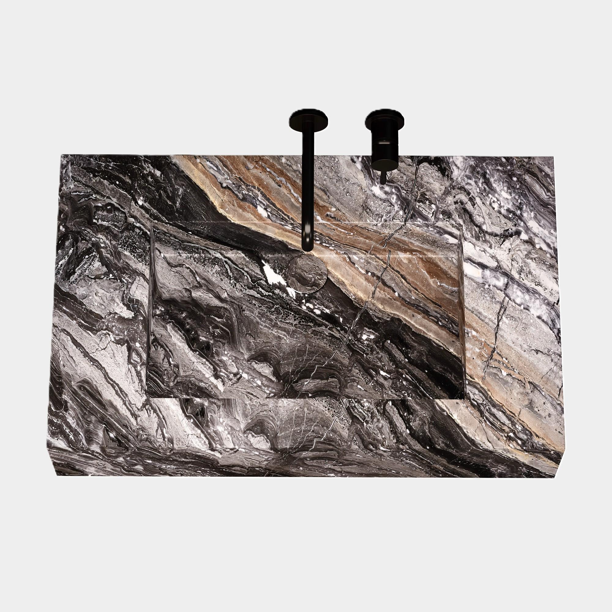 Hand-Crafted Skadi - Marble Basin - Grey Galaxy - Medium For Sale