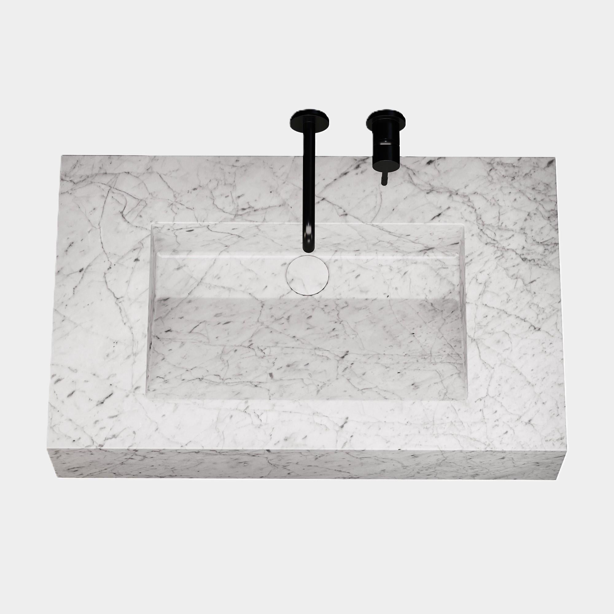 Hand-Crafted Skadi - Marble Basin - White Cararra - Medium For Sale