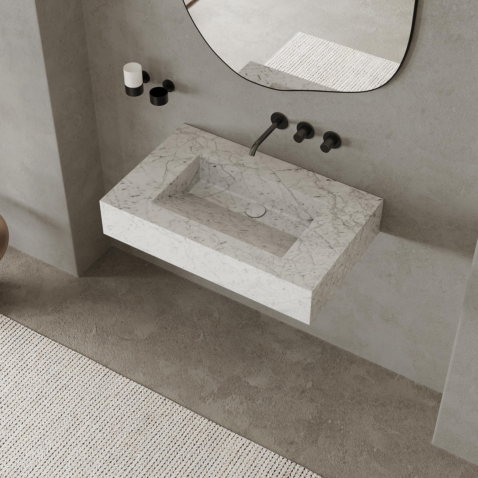 Scandinavo moderno Bacino in marmo Skadi - Whiting Cararra - Piccolo in vendita