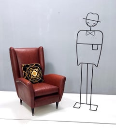 Fauteuil Skai Wingback attribué à Mod. 512 attribué à Gio Ponti Produit par ISA