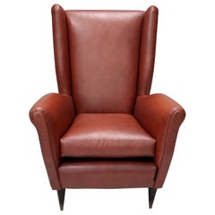 Poltrona Skai Wingback Attr. a Mod. 512 attr. a Gio Ponti Prodotto da ISA