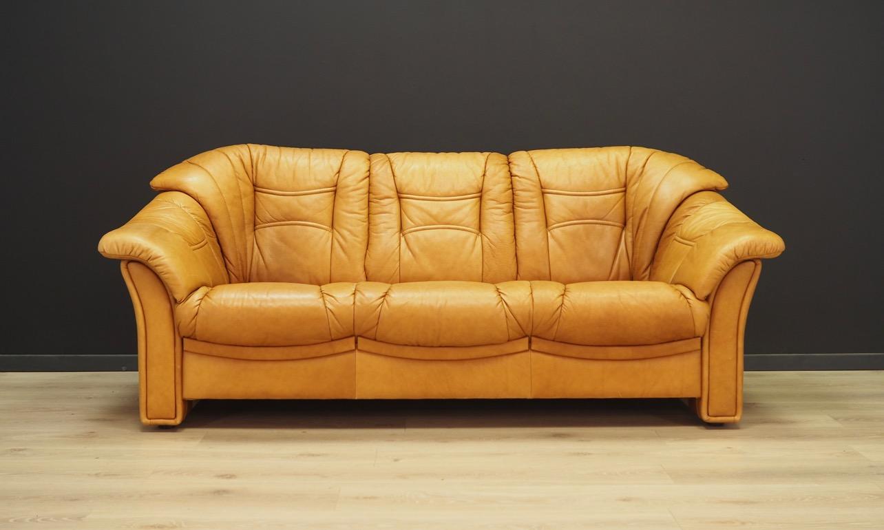Mid-Century Modern Skalma Cognac Leather Living Room Set Danish Design Vintage, 1980s For Sale