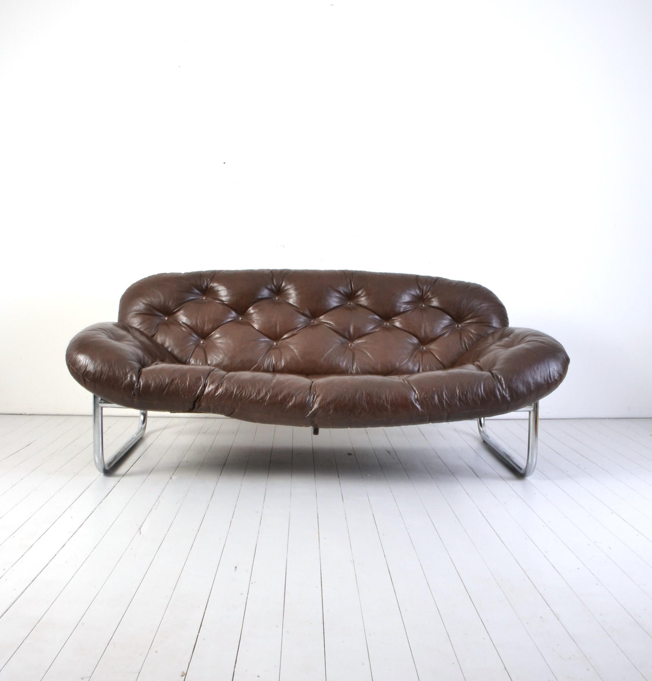 Ledersofa skandinavisches von Johan-Bertil Häggström für Swed-Form, 1970er Bon état - En vente à Untersiggenthal, AG